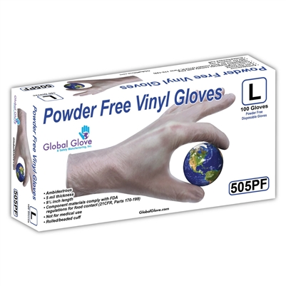 Global Glove 505PF Powder Free Vinyl Gloves