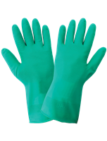 FrogWearÂ® - Unsupported gloves, sea green nitrile, 11-mil thickness, unlined, wave pattern grip, 12 inches in length, ambidextrous, rolled/beaded cuff.  FDA compliant.  12 dozen pairs per case.