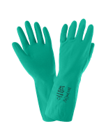 FrogWearÂ® Unsupported, Chlorinated, 13-Inch, 16-Mil, Sea Green Nitrile Gloves with a Bisque Grip Finish - 516