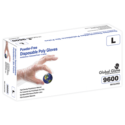 Polyethylene, Powder-Free, Industrial-Grade, Clear, Embossed Finish, 11-inch, Disposable Gloves - 9600