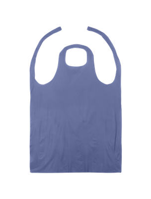 Disposable Bib Style Apron FDA Compliant Blue Vinyl with Textured Finish - A6VB