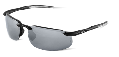 SwordfishÂ® Silver Mirror Lens, Matte Black Frame Safety Glasses - BH1067