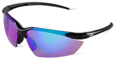 MojarraÂ® Copper with Blue Mirror Lens, Shiny Black Frame Safety Glasses - BH1159
