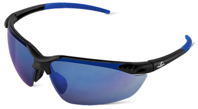 MojarraÂ® Blue Mirror Lens, Matte Black Frame Safety Glasses - BH1169