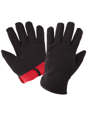 Red Fleece-Lined Jersey Chore Retail Tagged Gloves - C10BJR-LT