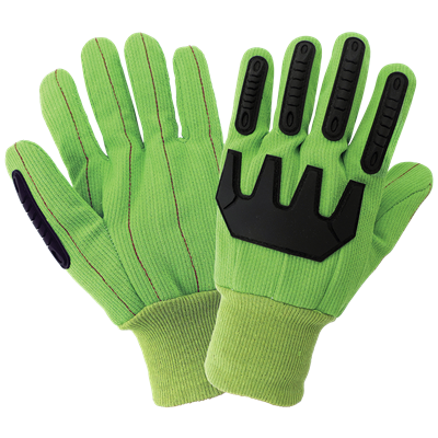 Cotton/Polyester Corded Impact Protection Gloves with a Double Palm - C18GRCPB