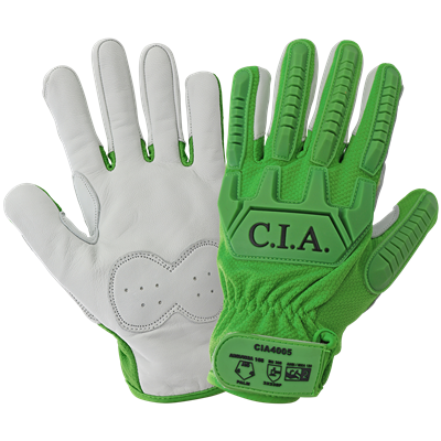 Cut and Impact Resistant Mechanics Style Gloves with a Premium Leather Palm - CIA4005