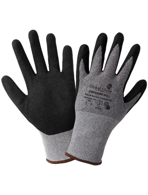 FDA Compliant 18-Gauge Salt-and-Pepper HPPE Cut Resistant Gloves with Touch Screen Mach Finish Nitrile Coating - CR608MF