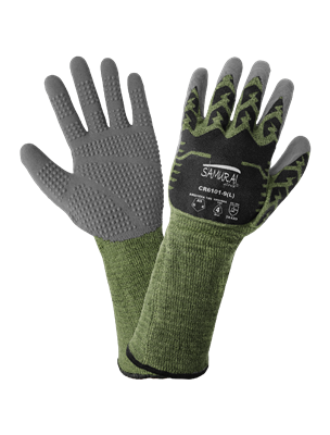 Samurai GloveÂ® Cut and Flame-Resistant Gloves with Silicone-Coated Aralene Shell and Dotted Palm - CR6101