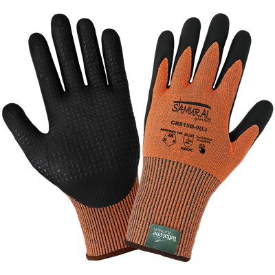 Samurai GloveÂ® High-Visibility Cut Resistant Coated Touch Screen Gloves Made with 15-Gauge TuffaleneÂ® Platinum - CR815D