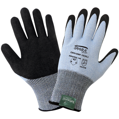 Samurai GloveÂ® Lightweight Cut Resistant TuffaleneÂ® Platinum Gloves with Mach Finish Nitrile Coated Palm - CR918MF