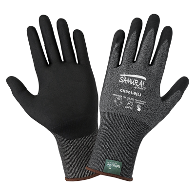 Samurai GloveÂ® Salt-and-Pepper Cut Resistant Coated Touch Screen Gloves Made with 21-Gauge TuffaleneÂ® Platinum - CR921