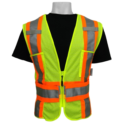 Global Glove GLO-002ADJ ANSI Class 2 Orange Contrast Vest