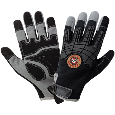 Hot Rod GlovesÂ® Premium Synthetic Leather Palm Performance Mechanics Style Touch Screen Gloves with Impact Protection - HR8200