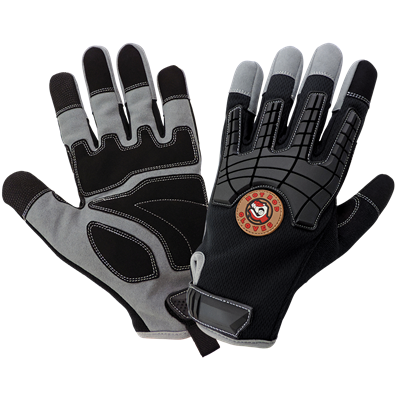 Hot Rod GlovesÂ® Premium Synthetic Leather Palm Performance Mechanics Style Gloves with Cut and Impact Protection - HR8200KEV