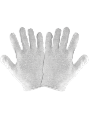Bleached White Lightweight Reversible Seamless Polyester/Cotton Gloves - L100PC