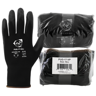 PUGâ„¢ Vend-Packed Black Polyurethane Coated Anti-Static/Electrostatic Compliant Nylon Gloves with Cut, Abrasion, and Puncture Resistance - PUG-17-VP