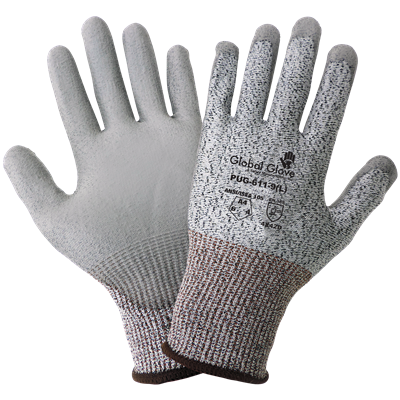 Polyurethane Coated 13-Gauge Salt-and-Pepper HPPE Cut Resistant Gloves - PUG-611