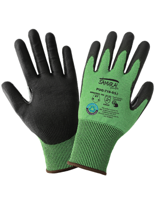 Samurai GloveÂ® TuffaleneÂ® UHMWPE/rPET Polyurethane Coated Cut Resistant Touch Screen Gloves - PUG-718