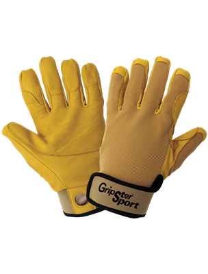 GripsterÂ® Sport Ergonomic Premium-Grade Goatskin Leather Palm Belaying/Rappelling Climbing Gloves with Spandex Back - SG5308