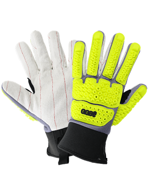 Vise GripsterÂ® Premium Impact Resistant Cotton Corded High-Visibility Gloves with Cut Resistant Liner - SG9950KEV