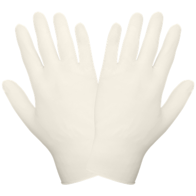 Natural Rubber Latex, Powder-Free, Industrial-Grade, Natural Color, 5-Mil, Textured Fingertips, 9.5-Inch Disposable Gloves - 305PF
