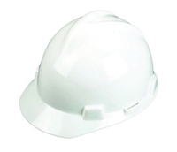 MSA White V-Gard Polyethylene Slotted Cap Style Bump Cap W/ 1 Touch Suspension