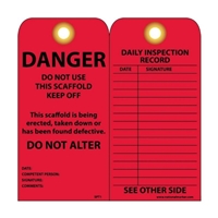 National Marker Company SVT1 "Danger Do Not Use This Scaffold" Tag Vinyl