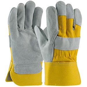 PIP 81-7563YB Split Cowhide Leather Palm W/ Canvas Back Gloves