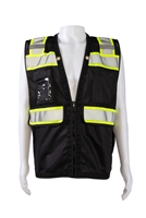 PR-BKVM-HDSUV Black Mesh Lime Contrast Two Tone Heavy Duty Surveyors Safety Vest