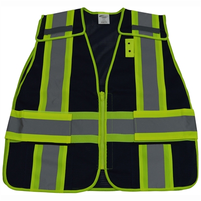Petra Roc BLVM-PSV ANSI Non-Rated Navy Blue Mesh / Lime Green Contrast Expandable Breakaway Vest