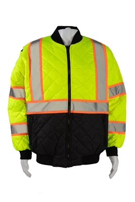 PR-LOCQBJ-C3 ANSI Class 3 High-Vis Lime with Orange Contrast & Black Bottom Ultra Light Warm Down Jacket