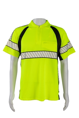 PR-LPS2-LUX Deluxe Style High-Vis Lime /Black Two Tone Short Sleeve Polo-Shirt