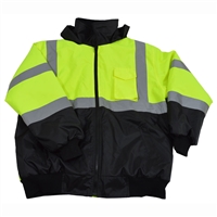 Petra Roc LQBBJ-C3 ANSI/ISEA Lime/Black Class 3 Waterproof Bomber Jacket with Sewn In Quilted Liner