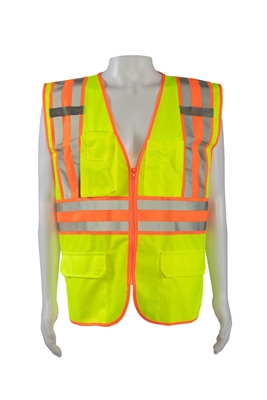 Petra Roc ANSI/ISEA Deluxe Two Tone DOT Class 2 Safety Vest LIME SOLID