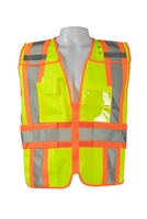 Petra Roc ANSI/ISEA Lime/Orange Two Tone Expandable 5-Point Breakaway Public Safety Vest LIME SOLID