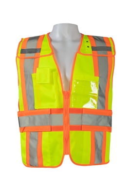 Petra Roc ANSI/ISEA Lime/Orange Two Tone Expandable 5-Point Breakaway Public Safety Vest LIME SOLID