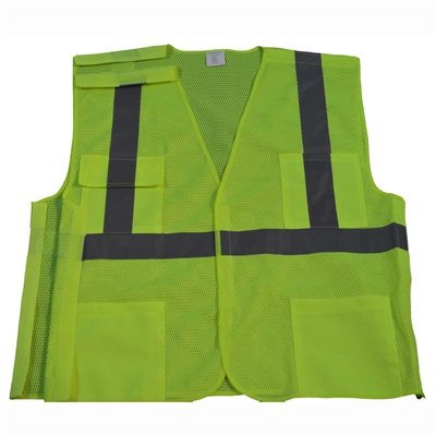 Petra Roc ANSI/ISEA 5-Point Break Away Class II Safety Vest LIME MESH