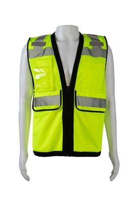 LVM2-HDSUV ANSI Class 2 Deluxe 8-Pocket Heavy Duty Surveyors Safety Vest High-Vis Lime Mesh