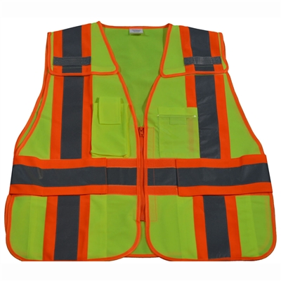Petra Roc ANSI/ISEA Lime/Orange Two Tone Expandable 5-Point Breakaway Public Safety Vest LIME MESH