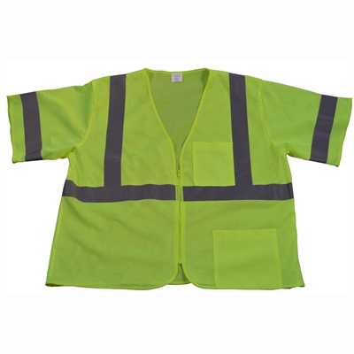 Petra Roc LVM3-Z ANSI/ISEA 107-2010 CLASS 3 Vest, Lime Mesh Zipper Closure