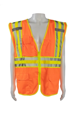 Petra Roc ANSI/ISEA Deluxe Two Tone DOT Class 2 Safety Vest ORANG SOLID