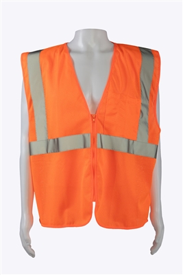 Petra Roc ANSI/ISEA 107-2020 CLASS 2 Safety Vest Zipper Closure, ORANGE MESH