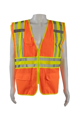Petra Roc ANSI/ISEA Deluxe Two Tone DOT Class 2 Safety Vest ORANGE MESH