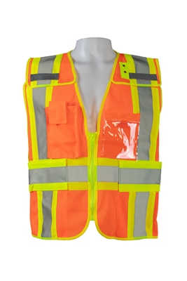 Petra Roc ANSI/ISEA Lime/Orange Two Tone Expandable 5-Point Breakaway Public Safety Vest ORANGE MESH
