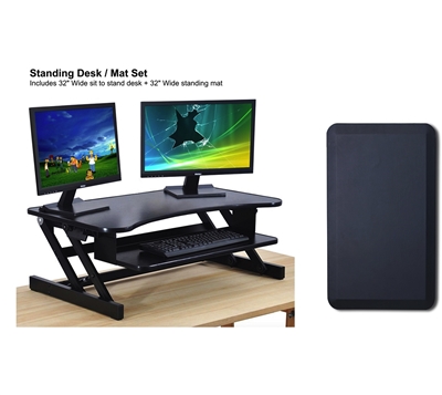 Standing Desk + Anti Fatigue Standing Mat Combo