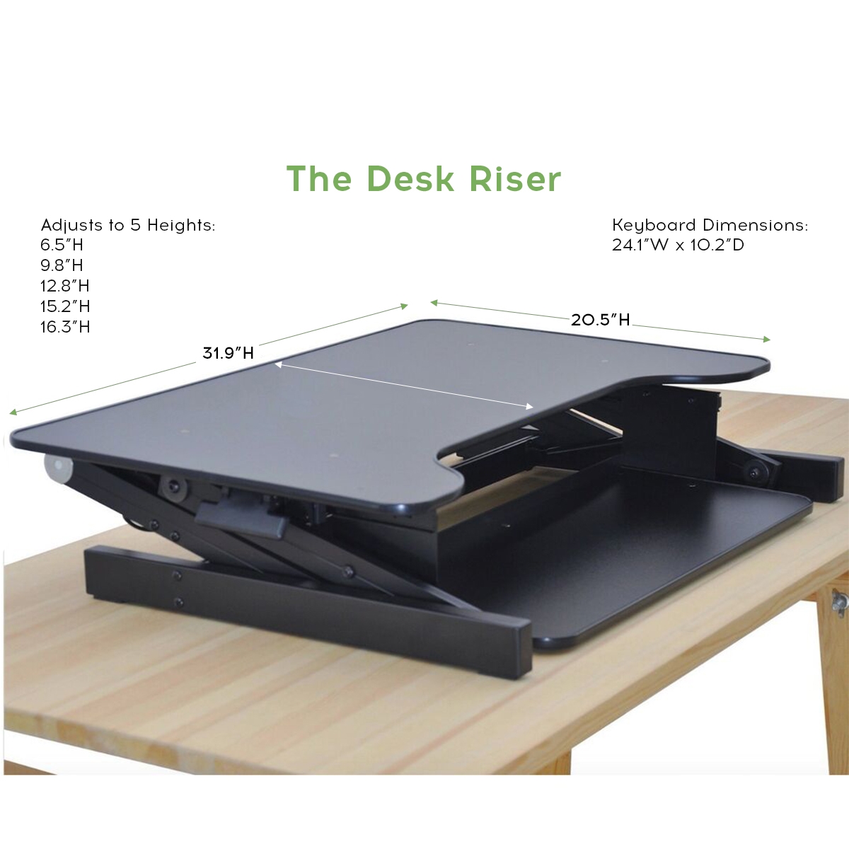 Standing Desk - the DeskRiser - Height Adjustable | Heavy Duty sit to stand  office desk. Supports up to 50 Lbs 32" Wide Sit Stand up Desk Converter