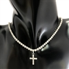 CRYSTAL CHOKER CROSS NECKLACE