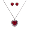 RED RHINESTONE HEART NECKLACE SET