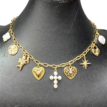 GOLD HEART CHARM NECKLACE